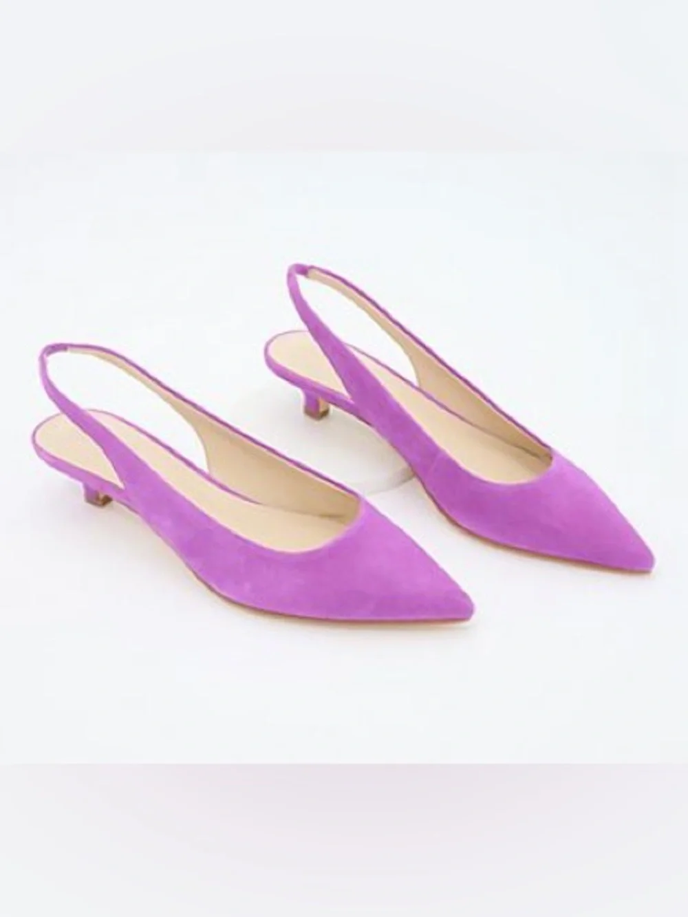 Marc Fisher Violet Suede Pointed Slingback Kitten Heels Sz. 9.5